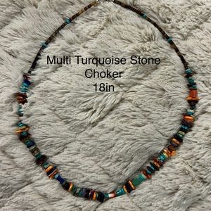Multi Color Turquoise Stone Choker 18in